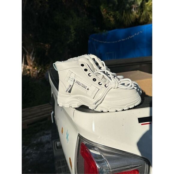 Women's Casual High Top Shoes, Winter Plush Lined Warm Shoes, Thick Soled Lace-u - Picture 4 of 9